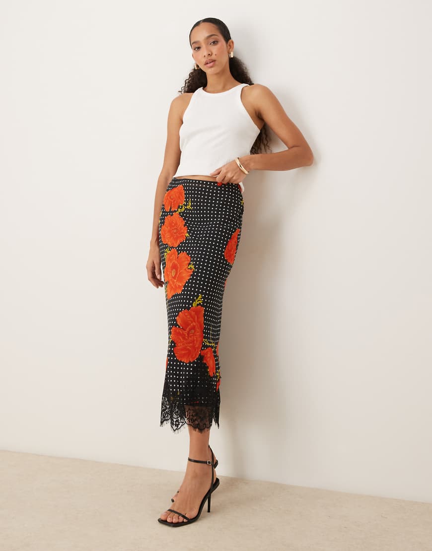 Never Fully Dressed - Maeva - Midirock mit Mohnblumenprint-Bunt Never Fully Dressed - Maeva - Midirock mit Mohnblumenprint-Bunt von Never Fully Dressed