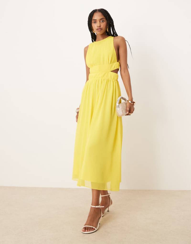 Never Fully Dressed - Midaxi-Kleid in Gelb mit Cut-out-Design von Never Fully Dressed