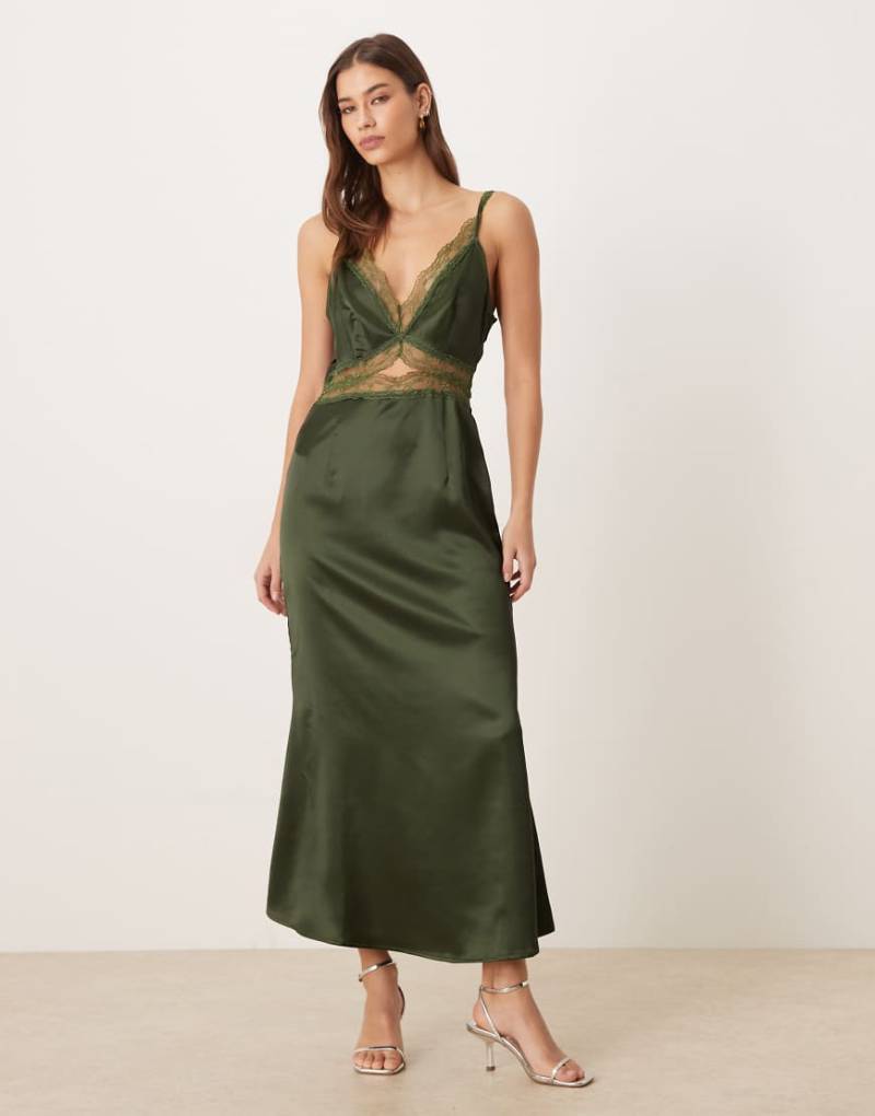 Never Fully Dressed - Mimi - Mittellanges Trägerkleid in Grün von Never Fully Dressed