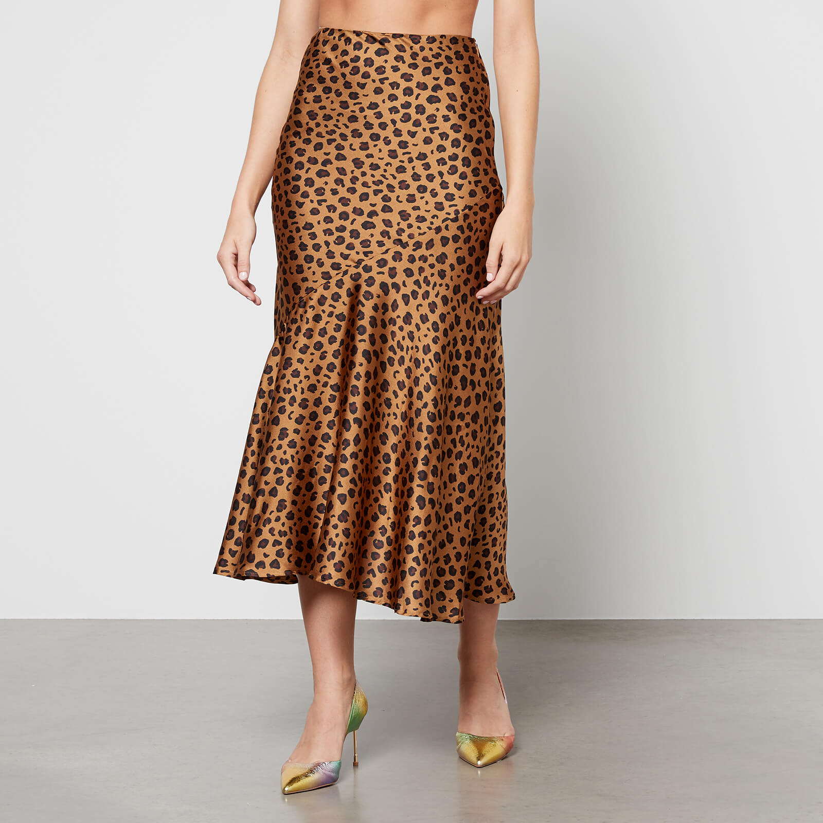 Never Fully Dressed Mya Leopard-Print Satin Maxi Skirt - UK 10 von Never Fully Dressed