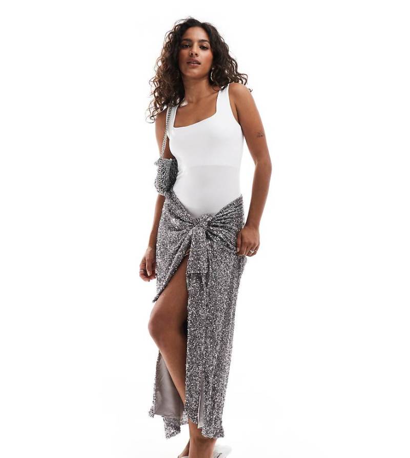 Never Fully Dressed Petite - Jaspre - Verzierter Midirock in Anthrazit-Grau von Never Fully Dressed