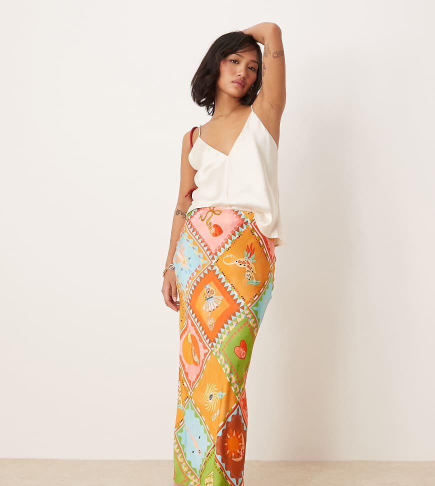 Never Fully Dressed Petite - Maxirock mit Patchwork-Print-Bunt Never Fully Dressed Petite - Maxirock mit Patchwork-Print-Bunt von Never Fully Dressed