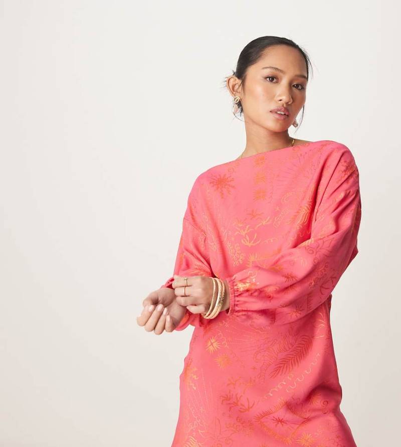 Never Fully Dressed Petite - Tilly - Minikleid in Rot und Rosa von Never Fully Dressed