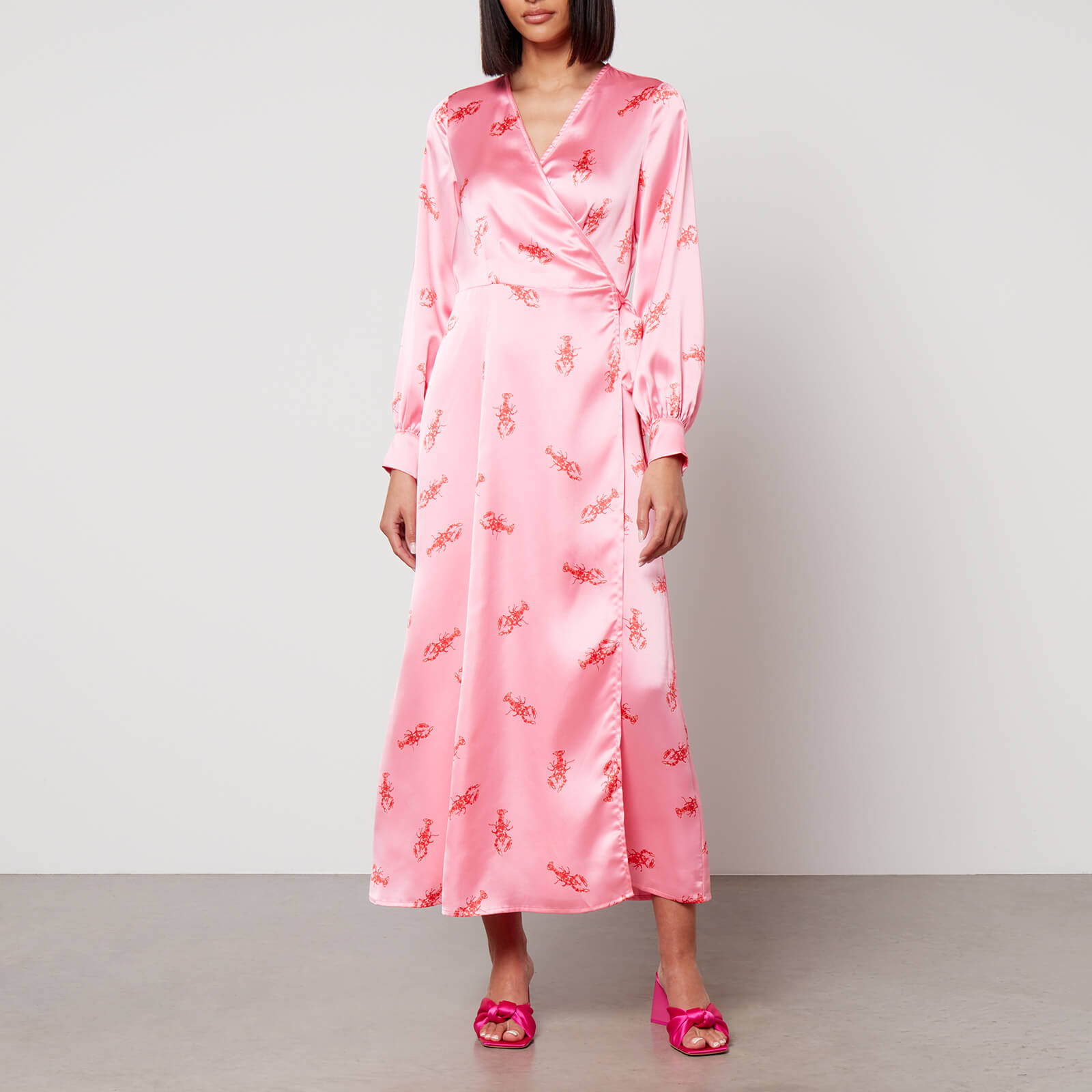 Never Fully Dressed Printed Satin Wrap Maxi Dress - UK 6 von Never Fully Dressed