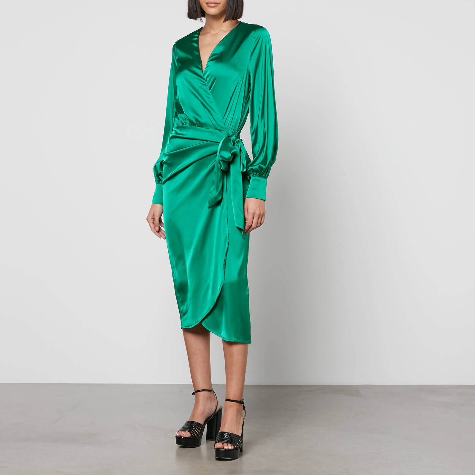 Never Fully Dressed Vienna Satin Midi Wrap Dress - UK 10 von Never Fully Dressed