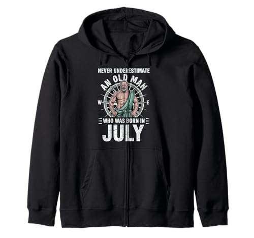 Never Underestimate An Old Man was Born Juli Birthday Kapuzenjacke von Never Underestimate Old Man Birthday
