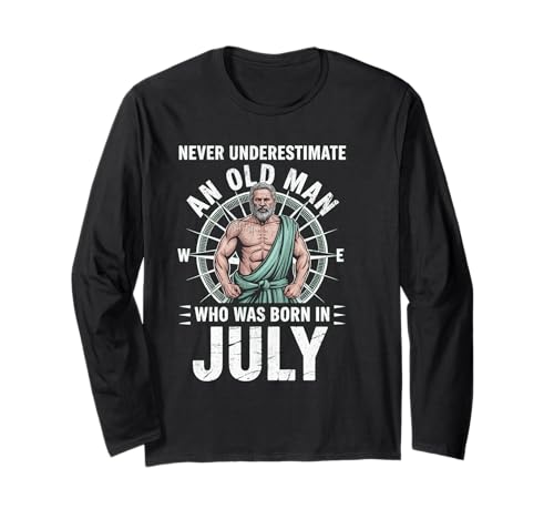 Never Underestimate An Old Man was Born Juli Birthday Langarmshirt von Never Underestimate Old Man Birthday