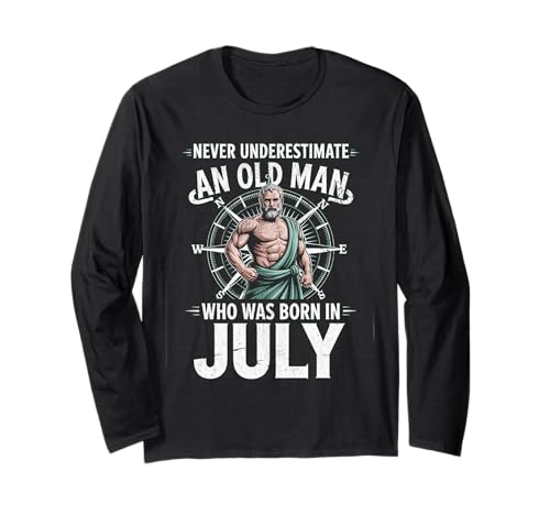 Never Underestimate An Old Man was Born Juli Birthday Langarmshirt von Never Underestimate Old Man Birthday