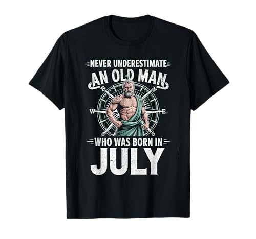 Never Underestimate An Old Man was Born Juli Birthday T-Shirt von Never Underestimate Old Man Birthday
