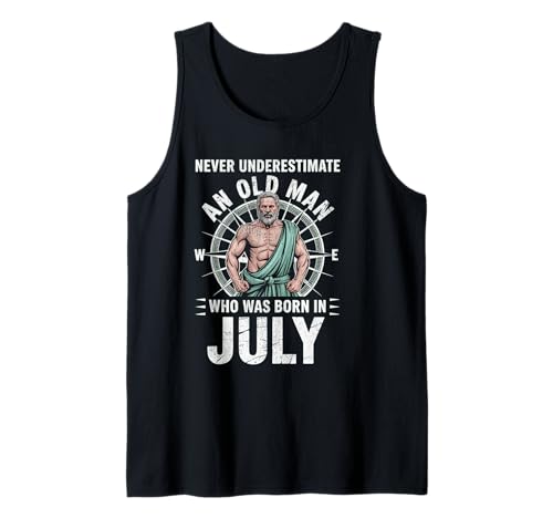 Never Underestimate An Old Man was Born Juli Birthday Tank Top von Never Underestimate Old Man Birthday