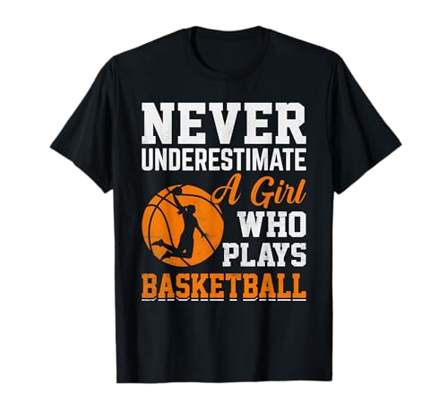 Never Underestimte Girl Who Plays Basketball Gift Damen Basketball-T-Shirts Schwarz S Einfarbig Klassisch geschnitten U-Ausschnitt Ärmellos EU S Klein Regular 15-16.5 von Never Underestimte Girl Who Plays Basketball Gift