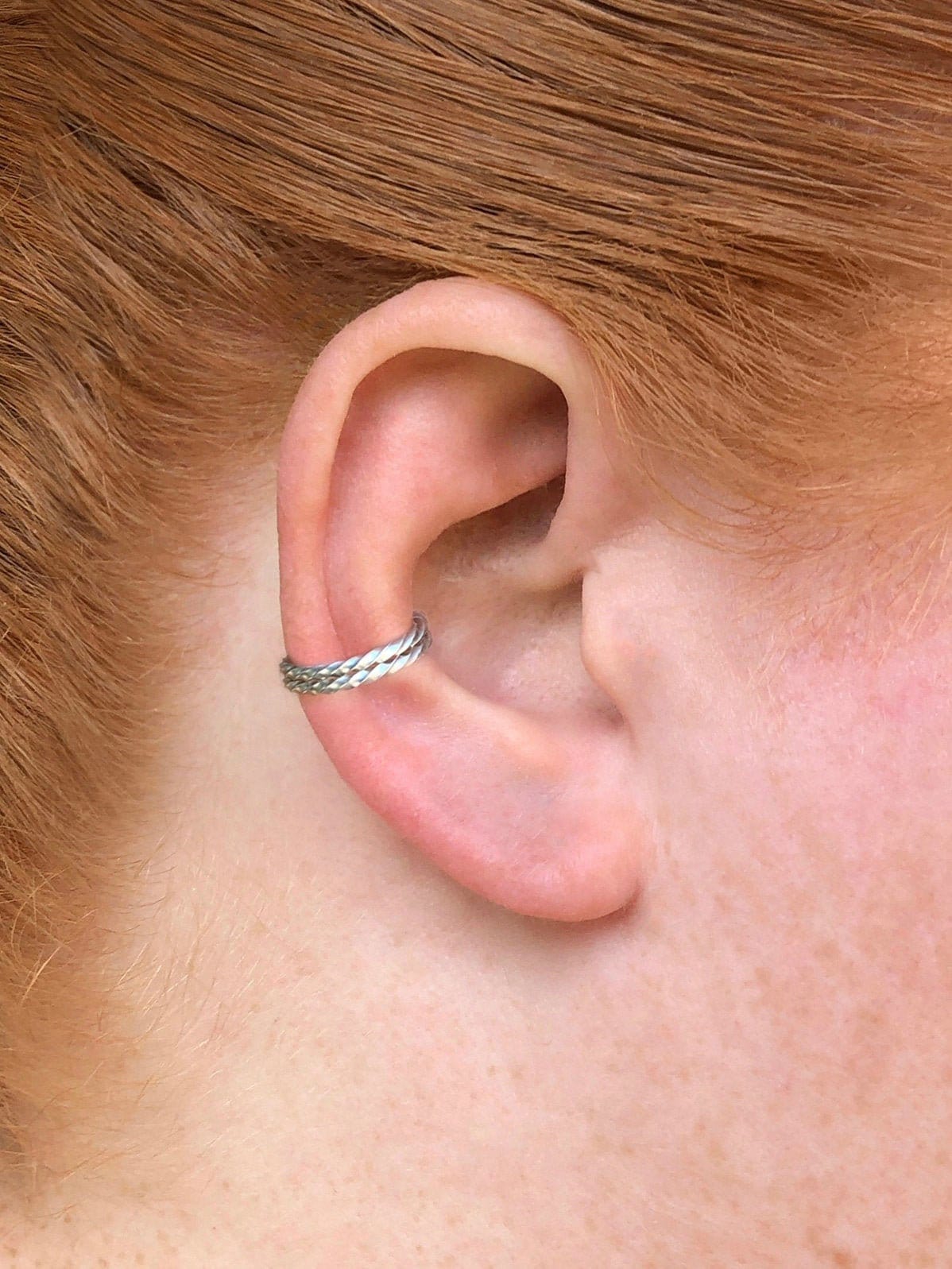 Double Conch Creolen, Silber Gedrehte Ohrklemme, Ohrringe, Knorpel Ohrring, Fake Piercing, Piercing Double Conch Creolen, Silber Gedrehte Ohrklemme, Ohrringe, Knorpel Ohrring, Fake Piercing, Piercing von NeverEndingShop
