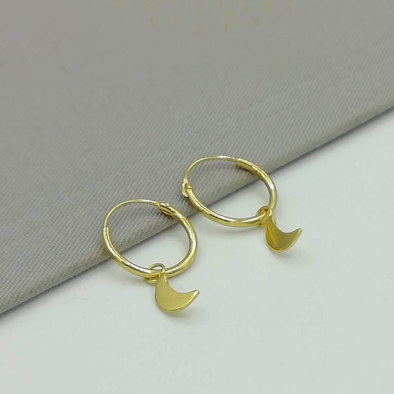 Crescent Moon Charm - Gold Mond Creolen Wanderlust Offene Silberschmuck Boho Celestial E337 von NeverEndingSilver