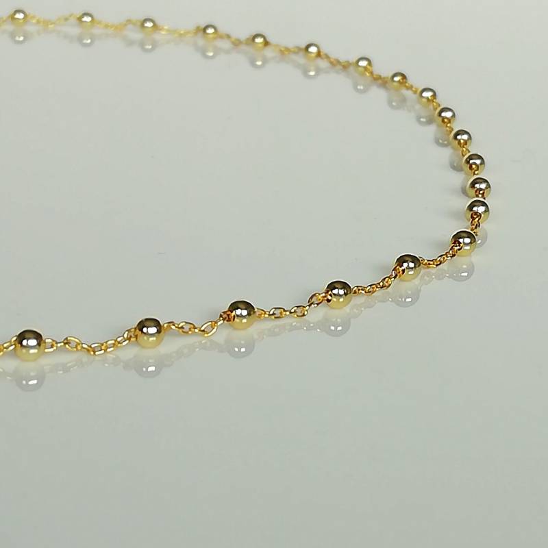 Gold Kugel Kette - Einfache Hochzeit Halskette Hübsche Perlen Hals Schmuck Zubehör Gn16 von NeverEndingSilver