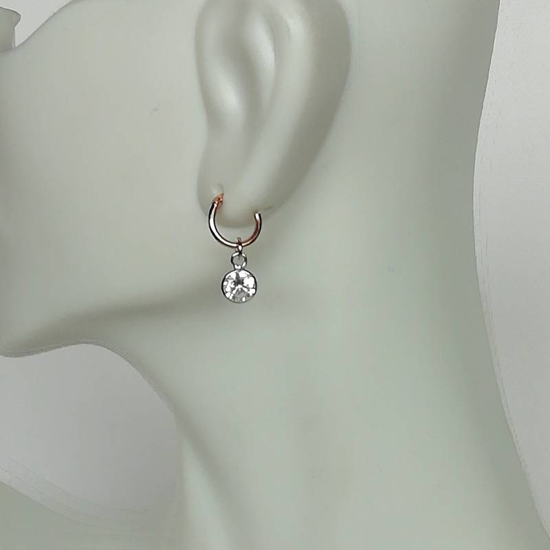 Winzig Goldfarbene Reifen - 8mm Hoops Cz Minimalist Rose Pink Tiny Crystal Charms, Hypoallergenic Add On Charms E36Pch8 von NeverEndingSilver