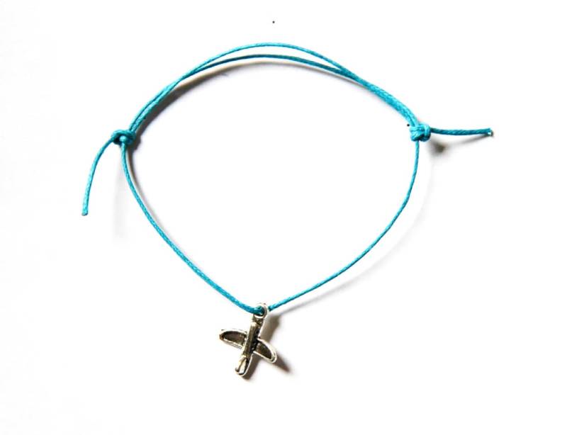 Flugzeug Silber Charme Auf Gewachste Baumwollschnur Verstellbarfreundschaft Armband von NeverGoNaked