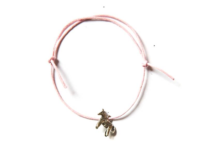 Silber Pferd Charme Auf Gewachste Baumwollschnur Verstellbarfreundschaft Armband von NeverGoNaked