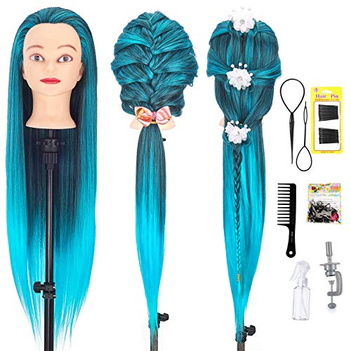 Neverland Frisierkopf Friseur Echthaar Übungskopf Friseurkopf Trainingsköpfe für Kinder (28" Blau) von Neverland Beauty & Health