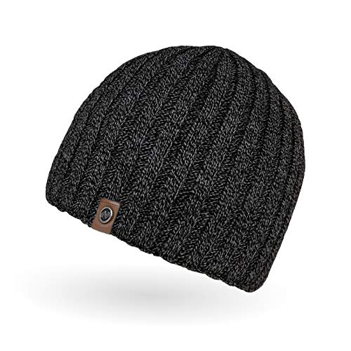Neverless® Beanie Herren Strick-Mütze Winter-Mütze Rippstrick Optik dunkelgrau-Melange von Neverless