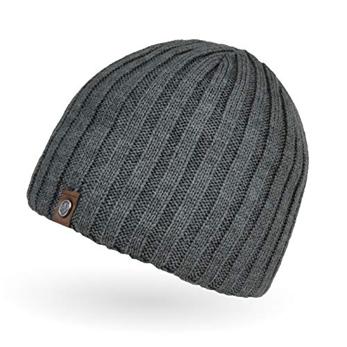Neverless® Beanie Herren Strick-Mütze Winter-Mütze Rippstrick Optik grau von Neverless