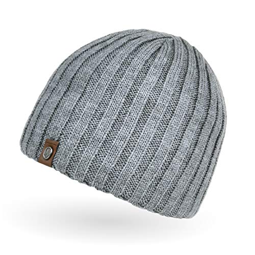 Neverless® Beanie Herren Strick-Mütze Winter-Mütze Rippstrick Optik hellgrau von Neverless