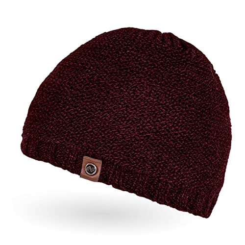 Neverless® Coole Herren Strickmütze mit Fleece gefüttert, Mütze mit Futter, Winter-Mütze Bordeaux-Melange Unisize von Neverless