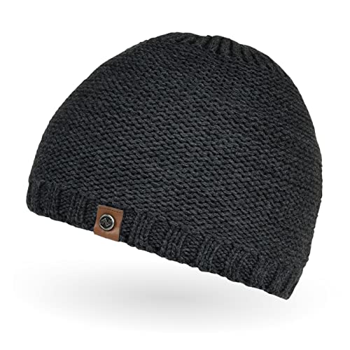 Neverless® Coole Herren Strickmütze mit Fleece gefüttert, Mütze mit Futter, Winter-Mütze dunkelgrau Unisize von Neverless