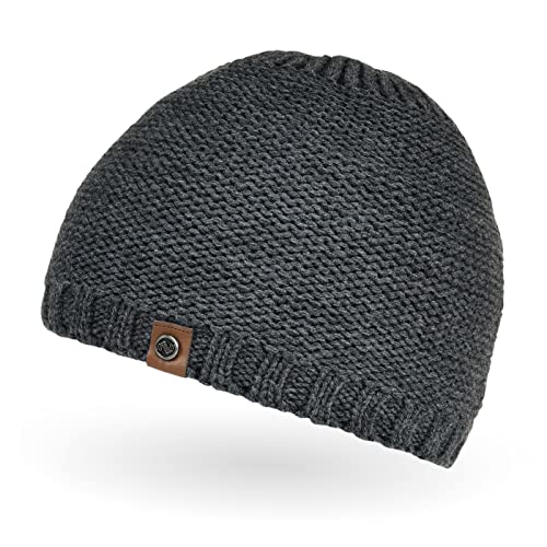 Neverless® Coole Herren Strickmütze mit Fleece gefüttert, Mütze mit Futter, Winter-Mütze grau Unisize von Neverless