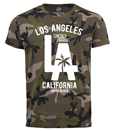 Neverless® Cooles Herren T-Shirt Los Angeles California LA Palme Camo Tarnmuster camo XL von Neverless