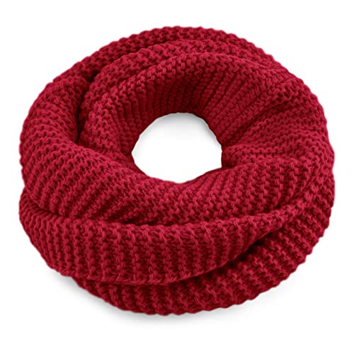 Neverless® Damen Loopschal Strickschal Schlauchschal Winterschal einfarbig rot unisize von Neverless