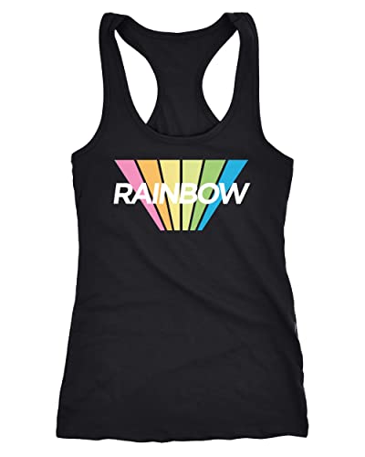 Neverless® Damen Tank-Top Aufdruck Schriftzug Rainbow Regenbogen Sommer Fashion Racerback schwarz S von Neverless