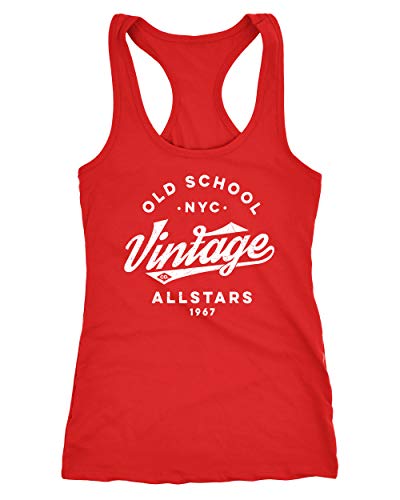 Neverless® Damen Tank-Top College Style Retro Schriftzug Oldschool Vintage Allstars Racerback rot L von Neverless