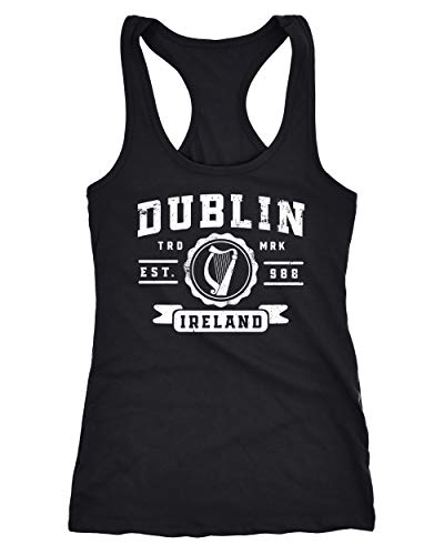 Neverless® Damen Tank-Top Dublin Irland Retro Design Aufdruck Print Schrift Racerback schwarz M von Neverless