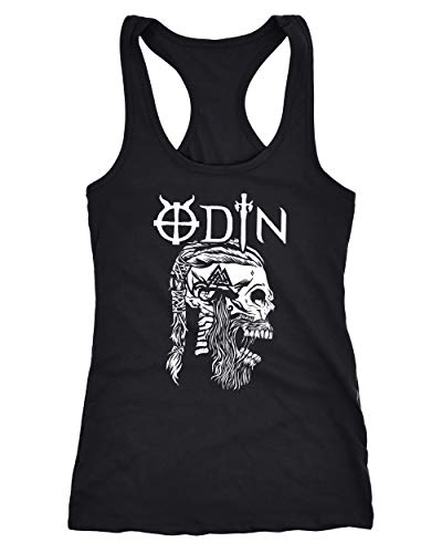 Neverless® Damen Tank-Top Odin Totenkopf Bart Nordische Mythologie Ragnar Racerback schwarz M von Neverless