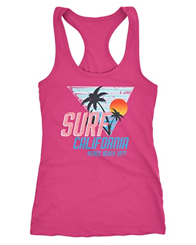 Neverless® Damen Tank-Top Surf California Venice Beach Surfing Design Print Aufdruck Racerback alt-rosa L von Neverless