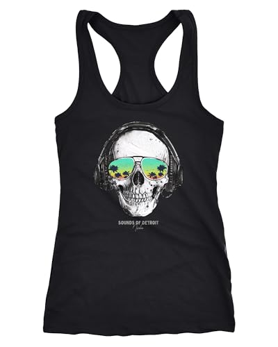 Neverless® Damen Tank-Top Totenkopf Skull Sonnenbrille Schädel Sounds of Detroit Music Racerback schwarz M von Neverless