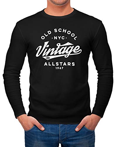Neverless® Herren Long-Sleeve Vintage Allstars Old School NYC Design Langarm-Shirt schwarz XXL von Neverless
