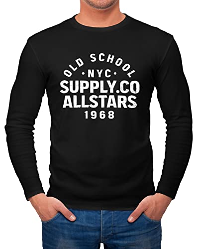 Neverless® Herren Longsleeve Bedruckt Schriftzug Oldschool NYC New York City Allstars Langarm-Shirt Fashion Streetstyle schwarz -Weiss M von Neverless