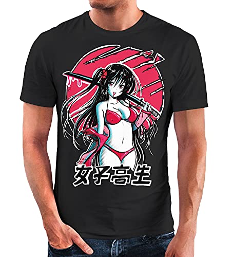Neverless® Herren T-Shirt Anime Japan Asien Schriftzeichen Samurai Schwert Muskelshirt Muscle Shirt Fashion Streetstyle schwarz 3XL von Neverless