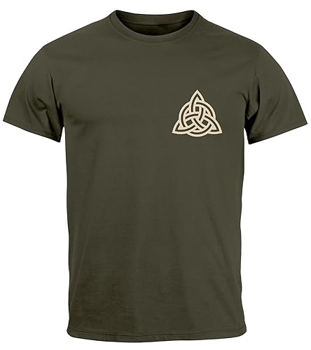 Neverless® Herren T-Shirt Aufdruck Logo Wikinger nordische Mythologie Valknut Wotansknoten Valhalla Army L von Neverless