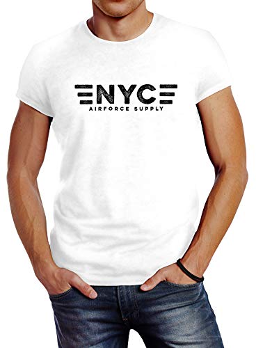 Neverless® Herren T-Shirt Aufdruck NYC New York City Airforce Supply Army Print weiß M von Neverless