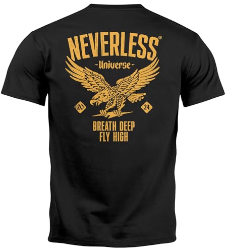 Neverless® Herren T-Shirt Backprint Herren Adler Eagle Print Retro Design Rückenaufdruck Männer Fashion Streetstyle Backprint schwarz XL von Neverless