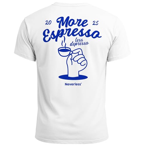 Neverless® Herren T-Shirt Backprint More Espresso Kaffeeliebhaber Grafikshirt Sommer Männer Fashion Streetstyle Baumwolle Weiss XS von Neverless