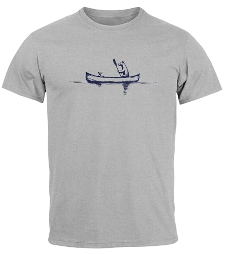 Neverless® Herren T-Shirt Bär Familie Kanu Outdoor Fashion Streetstyle grau XS von Neverless