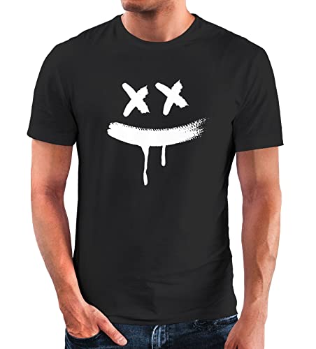 Neverless® Herren T-Shirt Bedruckt Aufdruck Creepy Smile Sneaky Print Fashion Streetstyle schwarz M von Neverless
