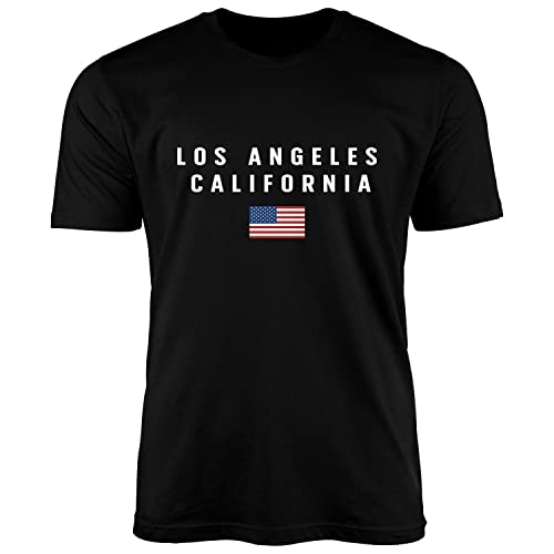 Neverless® Herren T-Shirt Bedruckt Schriftzug California Los Angeles USA Amerika Flagge Fashion Streetstyle schwarz XL von Neverless