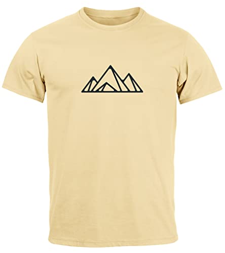 Neverless® Herren T-Shirt Berge Wandern Polygon Design Print Outdoor Fashion Streetstyle Polygon 2 Natur L von Neverless