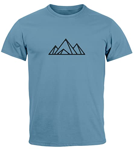 Neverless® Herren T-Shirt Berge Wandern Polygon Design Print Outdoor Fashion Streetstyle Polygon 2 Stone Blue XL von Neverless