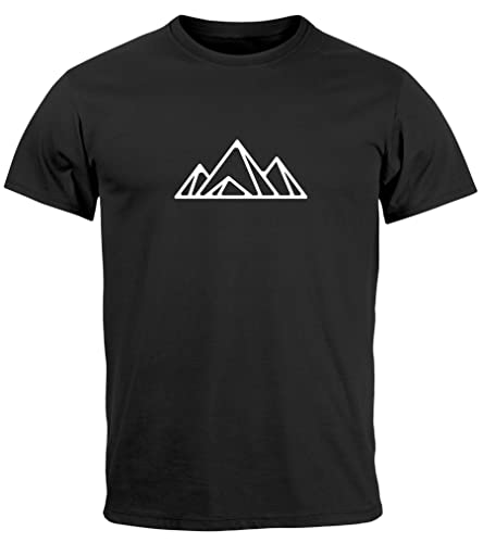 Neverless® Herren T-Shirt Berge Wandern Polygon Design Print Outdoor Fashion Streetstyle Polygon 2 schwarz L von Neverless
