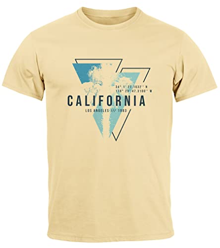 Neverless® Herren T-Shirt California Los Angeles Surfing Motiv Sommer Fashion USA Streetstyle Print Aufdruck Natur L von Neverless